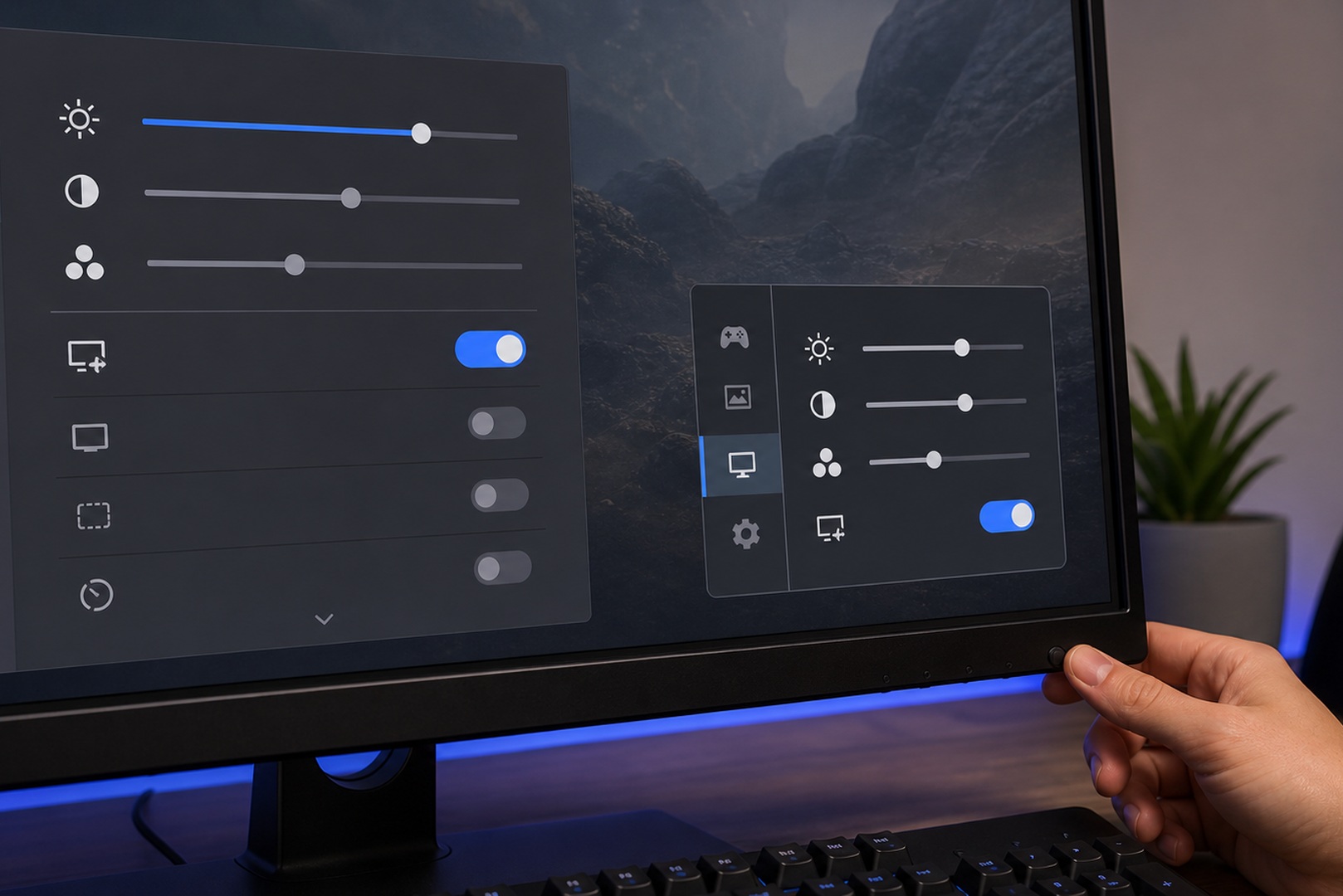 Настройка AMD FreeSync в драйвере Radeon Software и в меню монитора.