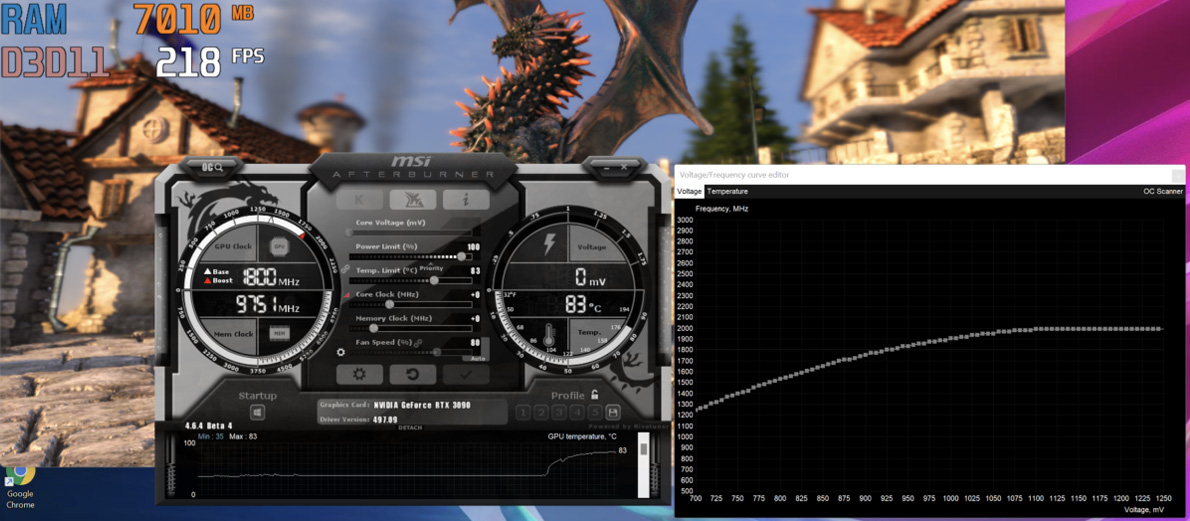 MSI Afterburner таблица частот и напряжений