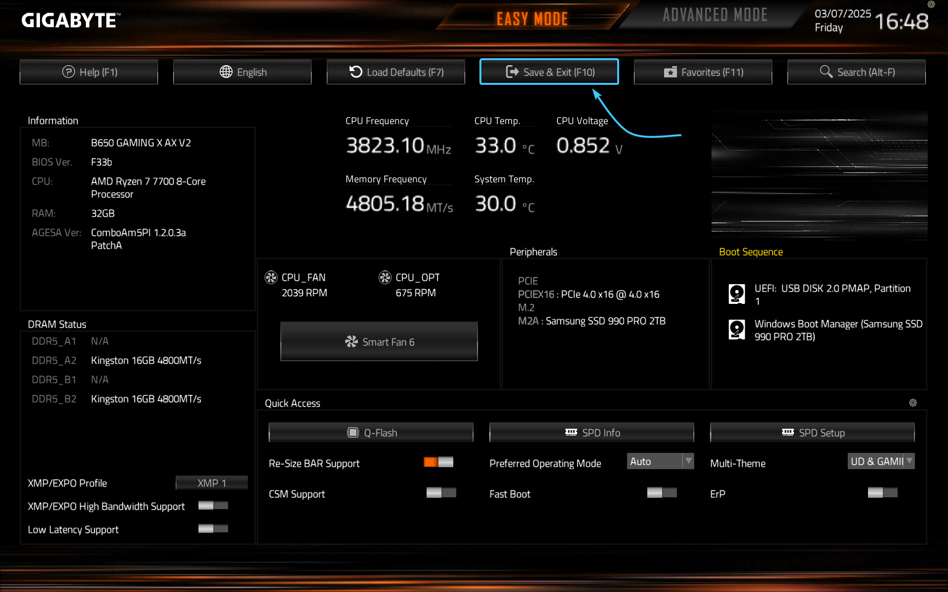 Включение XMP и EXPO в BIOS Gigabyte