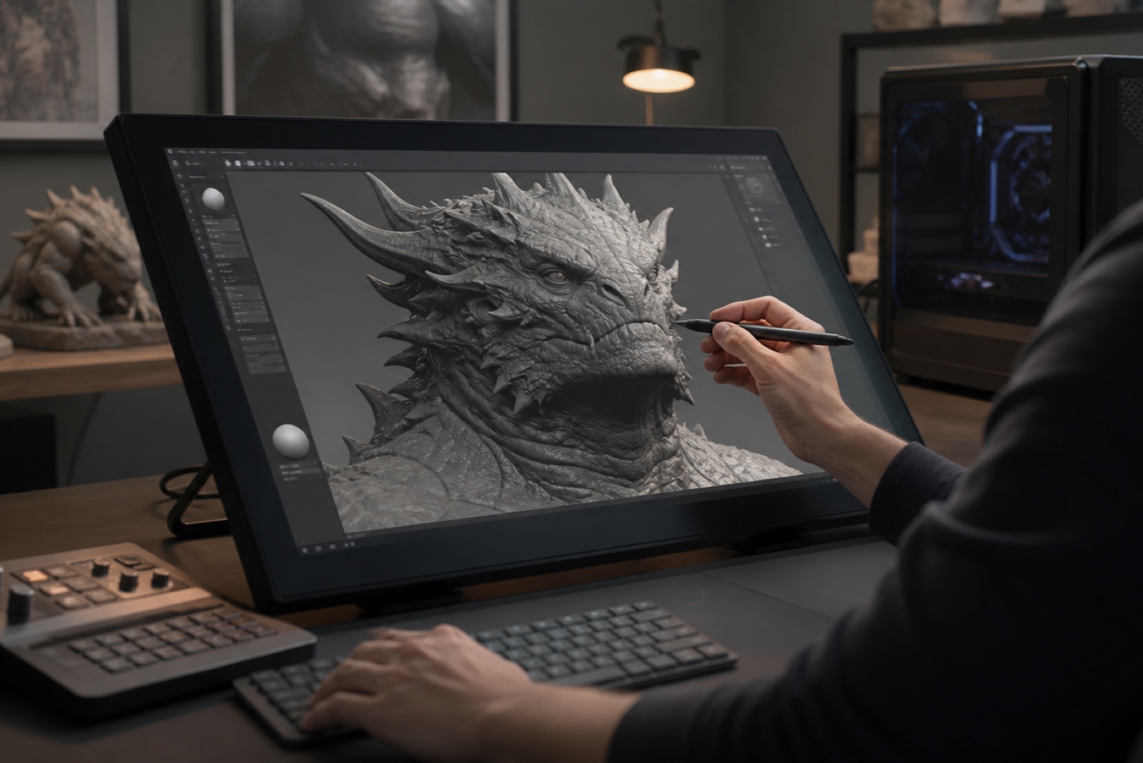 Скульптинг многополигональной модели в ZBrush на рабочей станции